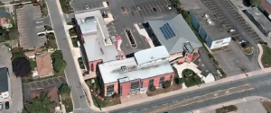 aerial view of all three wings of Bowmanville Health Centre at 222 King Street East in Bowmanville