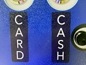 card and cash buttons for selecting payment type at the pay station